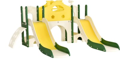 Luxe speeltoestel met glijbaan - 7 in 1 - Dubbele Kinderglijbaan - Voor binnen en buiten - Kinderen en peuters -