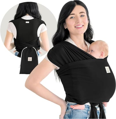 Draagdoek - Babydrager Ring - Baby Dragen - Verstelbaar Ergonomisch - 7-45 pond - Trendy Zwart