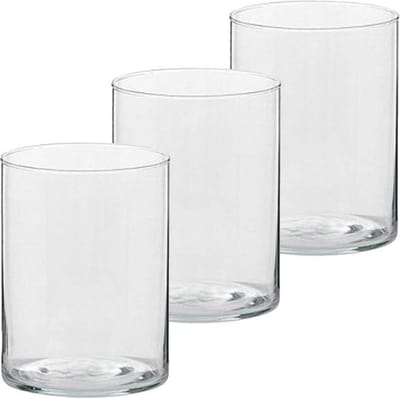 Trend Candles Theelichthouder - 3x - transparant - glas - hoog model - 5,5 x 6,5 cm - Glazen kaarsenhouders - Woondecoraties