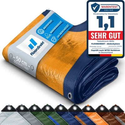 FLOORDIREKT Dekzeil - Beschermhoes - Bootzeil - Tentzeil - Onderzeil voor Camping & Buiten - Waterdicht - Met Ogen -Bouwzeil - 240 g/m² - Wit - 3 x 4 m