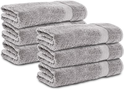 Komfortec 6x Handdoek 70x140 - 100% Katoen – Handdoekenset - Zacht - Silber