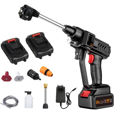 Draadloze Power Washer 60Bar 300W High Power Wasmachine Met Oplaadbare Batterij 6in1 Nozzles AU-PLUG zwart