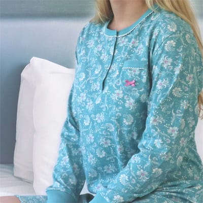 Tenderness Dames Nachthemd - 100% Katoen - aqua groen - Maat S
