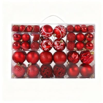 Dailygoods- Kerstballenset 100 stuks - Onbreekbare Ornamenten - Verschillende Maten - Duurzaam - Traditionele Kerstversiering - Perfect voor Gezinnen