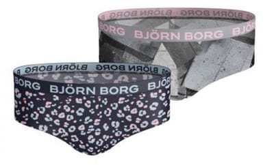 Björn Borg - Meisjes - Panterprint Hipster 2-Pack - Blauw/Grijs/Multicolour - Maat 122-128
