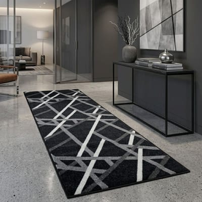 FLOORDIREKT Tapijt Printed - In 2 Kleuren - Tapijtloper op Maat Gemaakt - 67 x 100 cm Antraciet - Modern Tapijt Met Streepjesmotief & Antislip Gelrug - Slijtvast & Onderhoudsvriendelijk - Veel Maten Beschikbaar