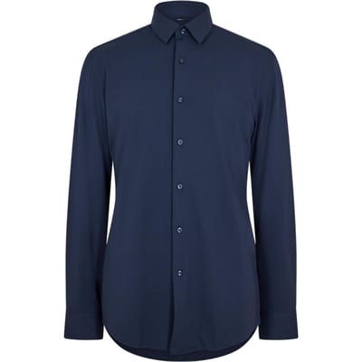 Boss Herem Oxford Puntkraag Langemouwen Shirt (Donkerblauw)