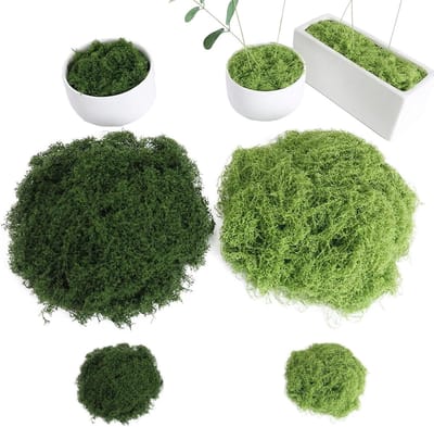 Kunstmos 200 g voor planten en tuin, ideaal voor decoratie, knutselen en modelbouw (donkergroen + appelgroen)