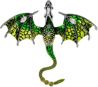 Zelto - Broche - Groene Draak- BrocheBoetiek-6x7 Centimeter- Draak-Broche Boetiek