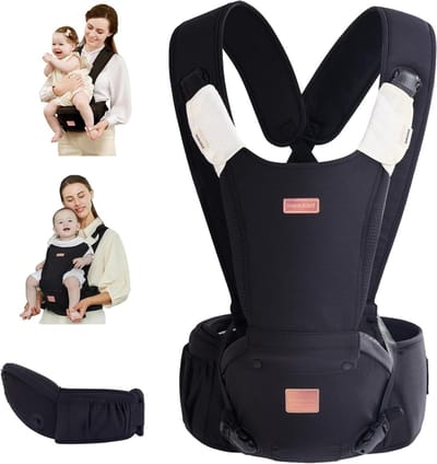 Draagzak Baby - Heupzitje Baby - Baby Vervoeren - X-serie Schouderbanden - 0-36 maanden - Zwart