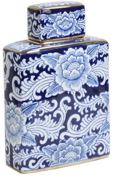 Residencia Interieur - Keramieke Pot Fiorenza – Blauw/Wit met Goud – Luxe Decoratie