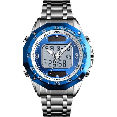 SKMEI 1493 Quartz Digitaal Elektronisch Herenhorloge Mode Casual Buitensporten Heren Polshorloge Dual blauw