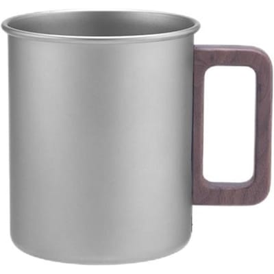 Titanium Campingbeker Pure Ti Reismok Houten Handvat 300ml/450ml Outdoor Draagbaar Grote Bierpul 450ml gray