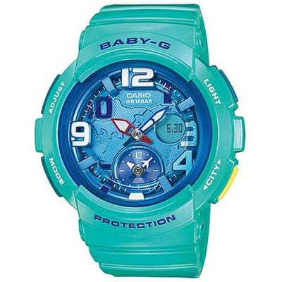 Casio BABY-G Thema Serie Waterdicht Sport Quartz Horloge Quartz Uurwerk Hars Band Japans en Koreaans Horloge Dames';s Horloge Blauwe Wijzerplaat BGA-190-3B blauw
