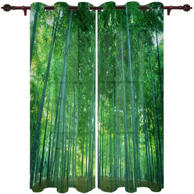 Groen Bamboe Raam Gordijn voor Slaapkamer Woondecoratie Woonkamer Achtergrond Gordijn Keuken Gordijn 135W x 160H(cm) x1