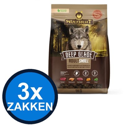 3x Wolfsblut - Adult Deep Glade Small Breed - Hondenvoer Droogvoer - 1 kg