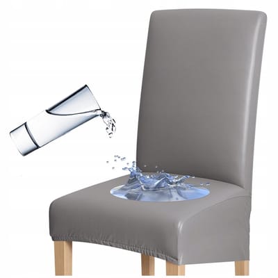 Hoes voor stoel L, eco-leer, grijs (rugleuning 50-70cm)
