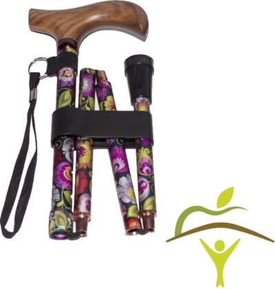 Pluviose wandelstok opvouwbaar met houten handvat - verschillende kleuren verkrijgbaar : Manon