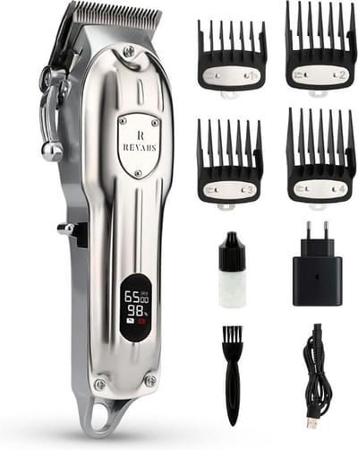 MKSS® Luxe Tondeuse Mannen Hoofdhaar - Baardtrimmer - Bodygroomer - Draadloos - Tondeuses - Zilver