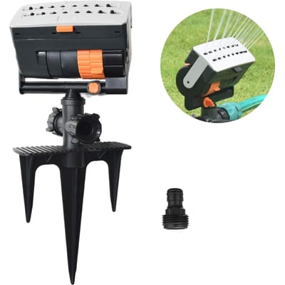 Gazonsproeier voor Tuin 16 Gaten Automatische Oscillerende Sproeier 4 Sproeimodi Verstelbaar Water zwart