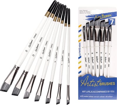 Penselen - Set van 7 stuks - Afgeschuind - Kwasten - Verven - Schilderen - Waterverf, Olieverf en Acrylverf