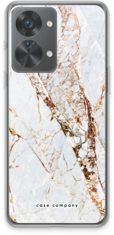 Case Company® - Hoesje geschikt voor OnePlus Nord 2T hoesje - Goud marmer - Soft Cover Telefoonhoesje - Bescherming aan alle Kanten en Schermrand