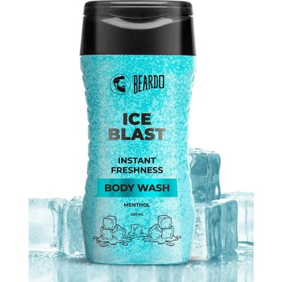 Beardo Gel Douche Glace Rafraîchissante Pour Hommes 200ml | Gel Douche Rafraîchissant Mentholé Refroidissement Fraîcheur Glaciale Instantanée | Gel Douche Pour la Chaleur Estivale | Pour Peaux Sèches blue