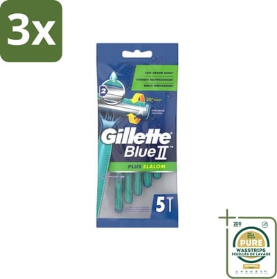 3 x Gillette Blue II - Plus Slalom - Wegwerpscheermesjes - 5 Scheermesjes - Grootverpakking - Scheermesje - Wegwerpscheermesje - Glijervaring - Scherpen - Scherpen Mes