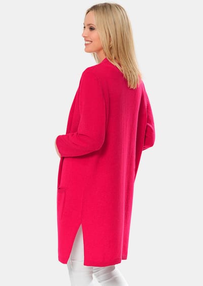 Modieus lang tricot jasje van kasjmier - roze - Gr. 20 van Goldner Fashion