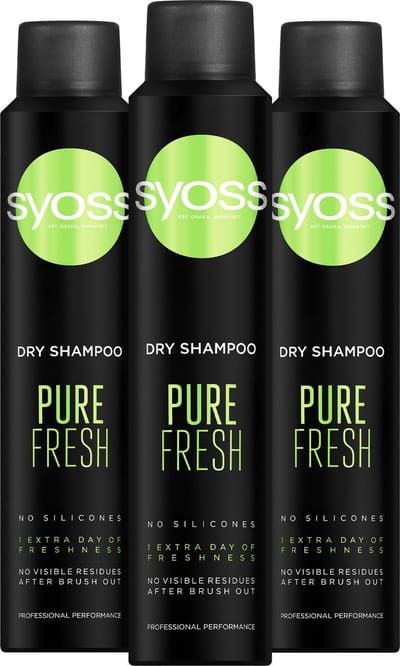 SYOSS DroogShampoo Pure Fresh 3x 200ml - Voordeelverpakking