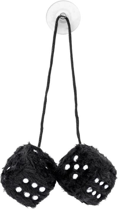 Pluizige Dobbelstenen - Auto Hanger - Auto Interieur - Zachte Pluche Stof - 6cm Dobbelstenen - Zwart