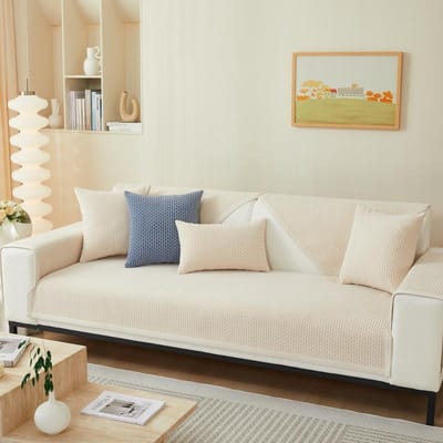 Chenille Sofakussen voor Alle Seizoenen, Antislip Stoffen Hoes, Leren Bankhoes, Nieuwe Kussenhanddoek met Tarwe-aarbloem 70*70cm