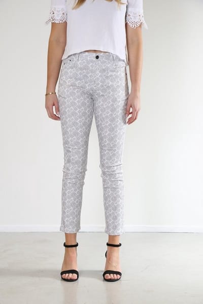 New Star dames broek - broek dames L28 - Aiko graphic grijs - maat 26/28