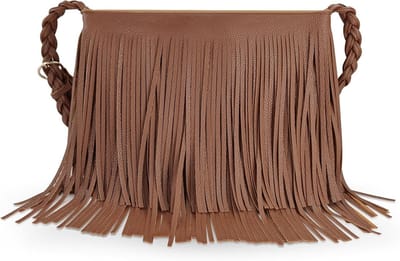 Tassel Women's Crossbody Bag, PU Leather Fringe Boho Shoulder Bag, Large Capacity, Bohemian Shoulder Bag with - ShopVlot