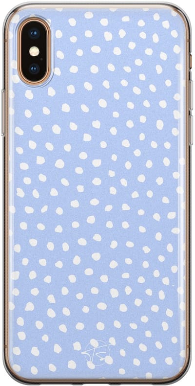 Hoesje geschikt voor iPhone Xs - Lila stippen - Soft Case - TPU - Gestipt - Paars - Mooie Telefoonhoesjes