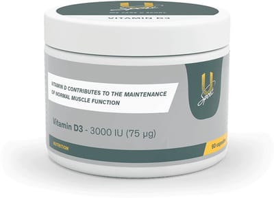 U-Sport Vitamin D3 - 3000 IU / 75 µg - 90 Vegan Softgels - Spierfunctie & Weerstand - Hooggedoseerd - Cholecalciferol