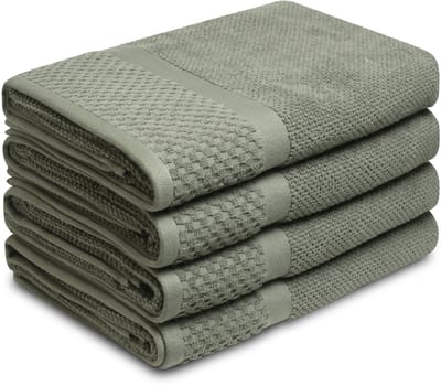 PHLOX Soft Popcorn Handdoeken 70x140 cm - Set van 4 - 100% Katoen 500 g/m2 - Oudgroen
