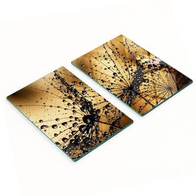 Glazen snijplanken voor in de keuken met decoratieve paardenbloemmotieven, 2x40x52 cm