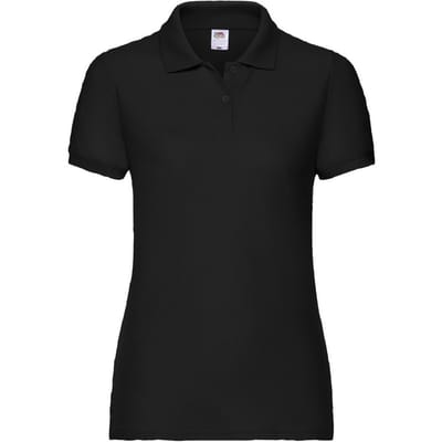Fruit Of The Loom Vrouwen Dames-Fit 65/35 Poloshirt Korte Mouwen (Zwart)