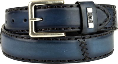 Mayura Riem 925 Blauw Cowboy Western 4 cm Brede Jeans Riem Verwisselbare Gesp Glad leder Maat 90 cm (bovenkant gesp tot middelste gaatje)
