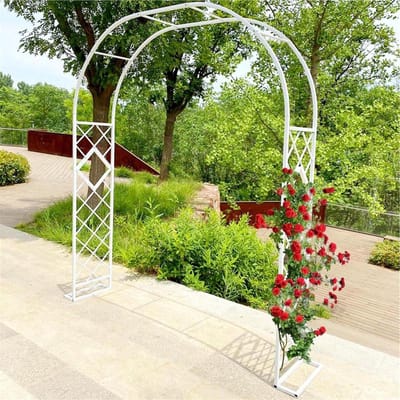 Metalen Tuinboog - Rozenboog Klimplanten - Decoratie Bruiloft Tuin - Roestbestendig Gegalvaniseerd Staal - 380x230cm - Wit