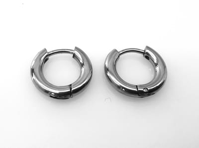 Stalen - Oorringen – RVS kleur -Ø 8 mm x D 2.5 mm. Geschikt voor zowel mannen als vrouwen