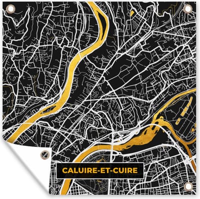 Tuin poster Plattegrond – Kaart – Frankrijk – Caluire-et-Cuire - Stadskaart - 200x200 cm - Tuindoek