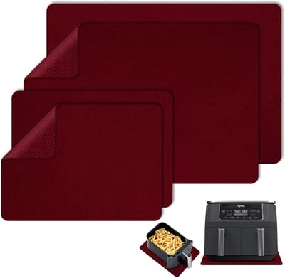Set van 4 Vilt Warmtebestendige Airfryer Matten - Antislip en Clipbaar, Keuken Werkblad Bescherming 44 x 30 cm en 22 x 30 cm