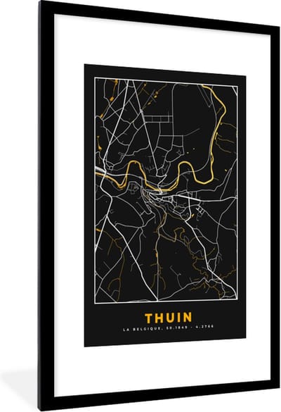 Fotolijst incl. Poster - Goud - Thuin - Stadskaart - Kaart - Plattegrond - 80x120 cm - Posterlijst