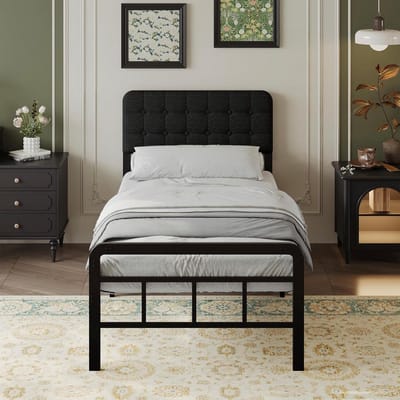 Metalen Bedframe - Eenpersoons Bed - Stabiel Slapen - Geluidsvrij Ontwerp - 90 x 190 cm - Zwart