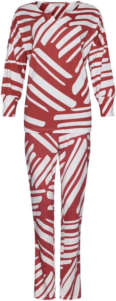 Pastunette Premium Pyjama Geometric - Katoen/Modal - Rood/Wit - Maat 36