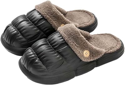 Vivva - Pantoffels Dames Heren - Memory Foam - Pluche Voering - Warm - Waterbestendig - Anti-Slip - Uitneembare Binnenkant - Zwart - 36/37 - SNUGSLIDES