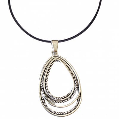 Ketting zilverkleur hanger verstelbaar zwart suede - Charme Bijoux