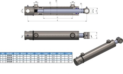 Hydraulische Cilinder Dubbelwerkend met Bevestiging 32/20/500